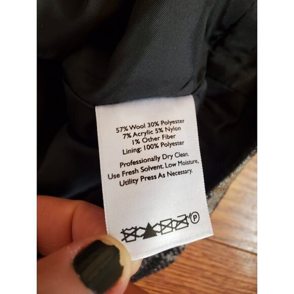 Eddie‎ Bauer Skirt Women's Size 6 Wool Blend Gray Plaid Lined Mini A-Line Slit - Picture 6 of 11